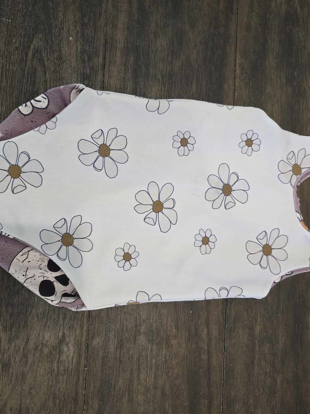 Kids Floral Daisy Print And Skull Bathing Suite - White & Taupe